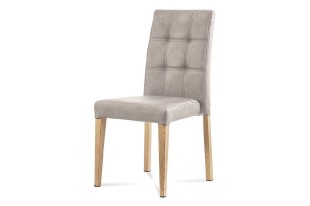 Jídelní židle, lanýžová látka v dekoru broušené kůže, kovová podnož, 3D dekor dub WE-9091 LAN3